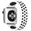 Apple Watch 38mm Ayarlı Delikli Silikon Kordon - Beyaz-Siyah-(5796)