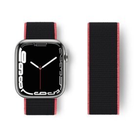 Apple Watch 38mm Hasırlı Cırtcırtlı Kordon - Pembe-Siyah-(5796)