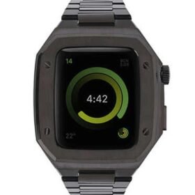 Apple Watch 44mm Metal Petek Kasalı Kordon - Siyah-(5796)