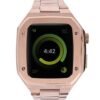 Apple Watch 44mm Metal Petek Kasalı Kordon - Rose Gold-(5796)