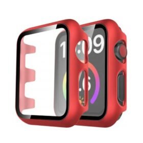 Apple Watch 40mm Camlı Kasa Ekran Koruyucu - Kırmızı-(5796)