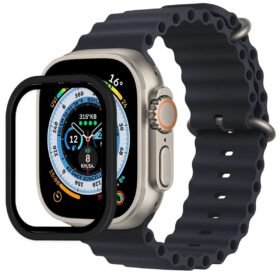Apple Watch Ultra 49mm Alüminyum Kasa Cam Ekran Koruyucu - Siyah-(5796)
