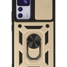 Xiaomi Mi 12T Pro Kılıf Pars Lens Yüzüklü Silikon - Gold-(5796)