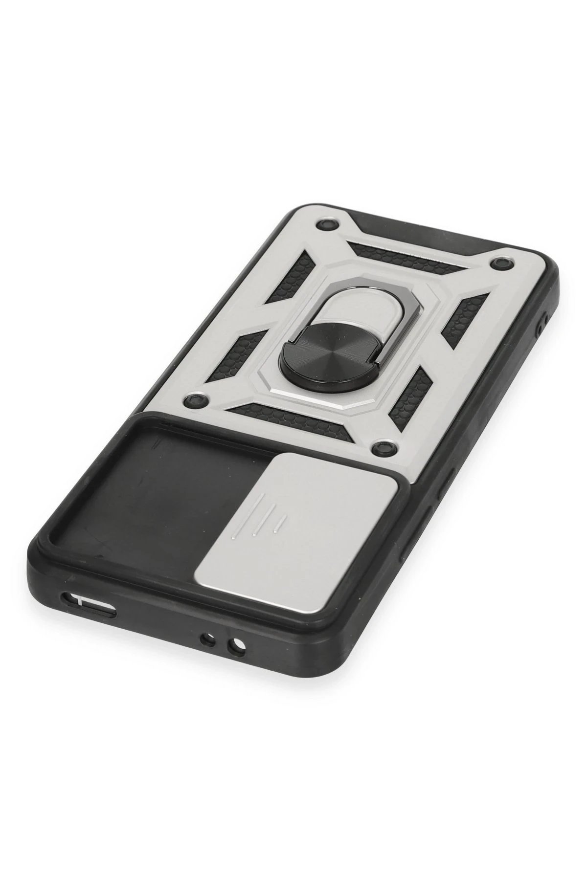 Xiaomi Mi 12T Pro Kılıf Pars Lens Yüzüklü Silikon - Gümüş-(5796) - Görsel 4