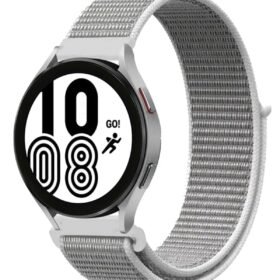 Samsung Galaxy Watch 4 Hasırlı Cırtcırtlı Kordon - Beyaz-(5796)