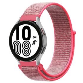 Samsung Galaxy Watch 4 Hasırlı Cırtcırtlı Kordon - Pembe-(5796)