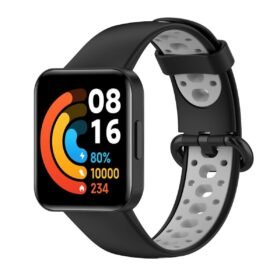 Xiaomi Redmi Watch 2 Spor Delikli Kordon - Siyah-Gri-(5796)