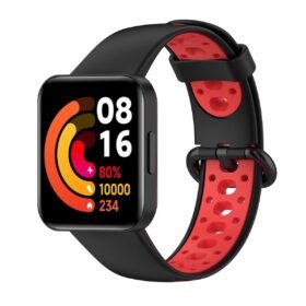 Xiaomi Redmi Watch 2 Spor Delikli Kordon - Siyah-Kırmızı-(5796)