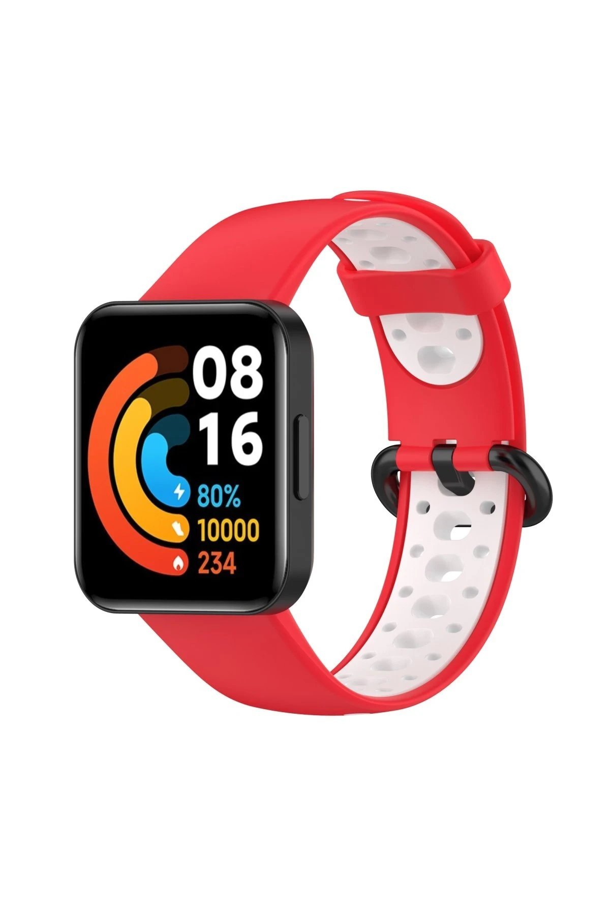 Xiaomi Redmi Watch 2 Spor Delikli Kordon - Kırmızı-Beyaz-(5796)