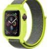 Apple Watch 38mm Hasırlı Cırtcırtlı Kasalı Kordon - Yeşil-(5796)
