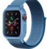 Apple Watch 42mm Hasırlı Cırtcırtlı Kasalı Kordon - Mavi-(5796)