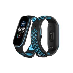 Xiaomi Mi Band 6 Spor Delikli Kordon - Siyah-Mavi-(5796)
