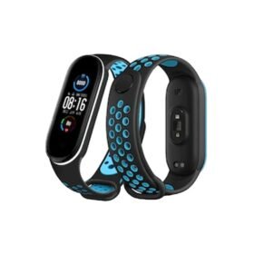 Xiaomi Mi Band 6 Spor Delikli Kordon - Siyah-Mavi-Beyaz-(5796)