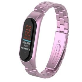 Xiaomi Mi Band 4 Metal Baklalı Kordon - Rose-(5796)