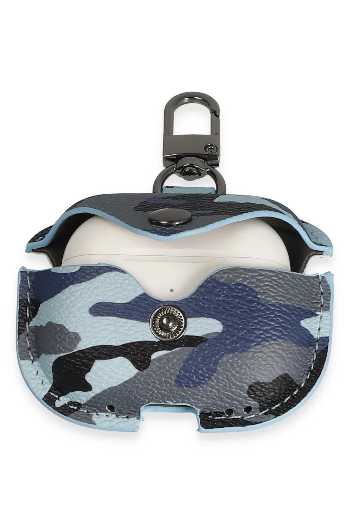 Airpods Pro 2 (2.nesil) Çanta Kamuflaj Deri Kılıf - Mavi-(5796) - Görsel 3