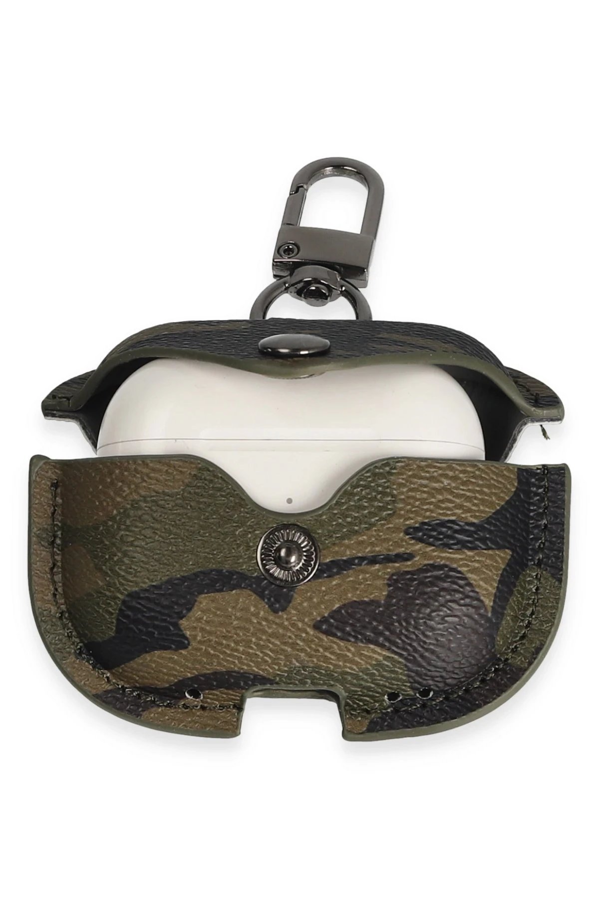 Airpods Pro 2 (2.nesil) Çanta Kamuflaj Deri Kılıf - Haki Yeşil-(5796) - Görsel 3