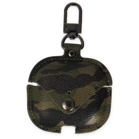 Airpods 3 (3.nesil) Çanta Kamuflaj Deri Kılıf - Haki Yeşil-(5796)