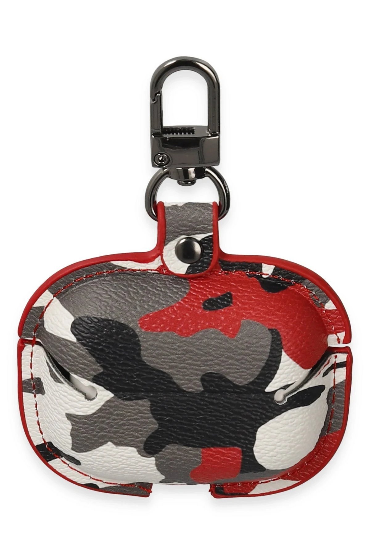 Airpods 3 (3.nesil) Çanta Kamuflaj Deri Kılıf - Kırmızı-(5796) - Görsel 2