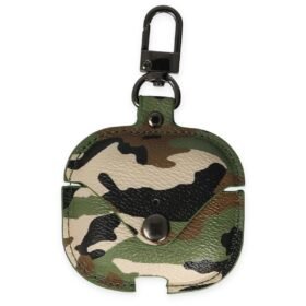Airpods 3 (3.nesil) Çanta Kamuflaj Deri Kılıf - Yeşil-(5796)