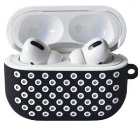 Airpods Pro 2 (2.nesil) Spor Delikli Kılıf - Siyah-Beyaz-(5796)