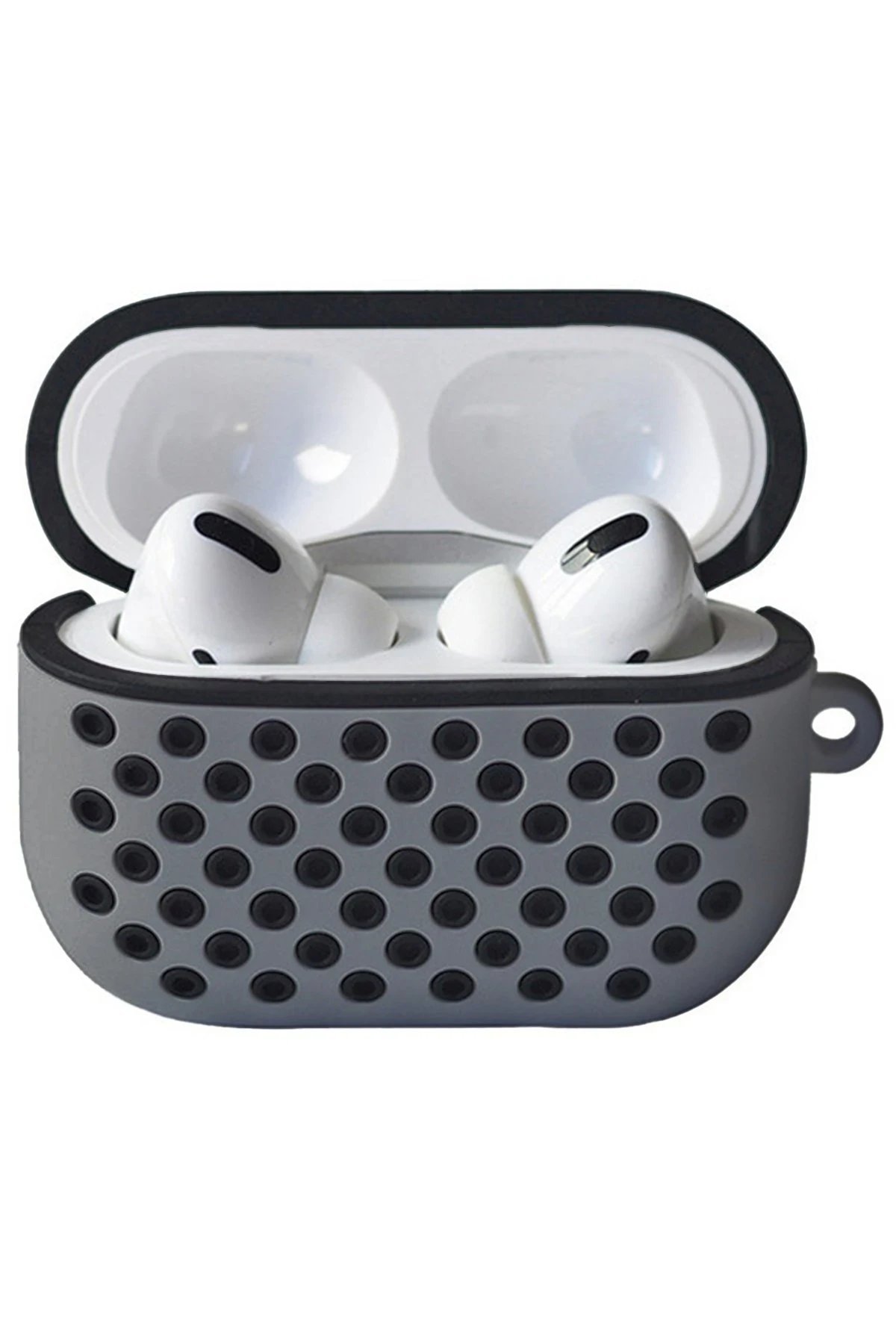 Airpods Pro 2 (2.nesil) Spor Delikli Kılıf - Gri-Siyah-(5796)