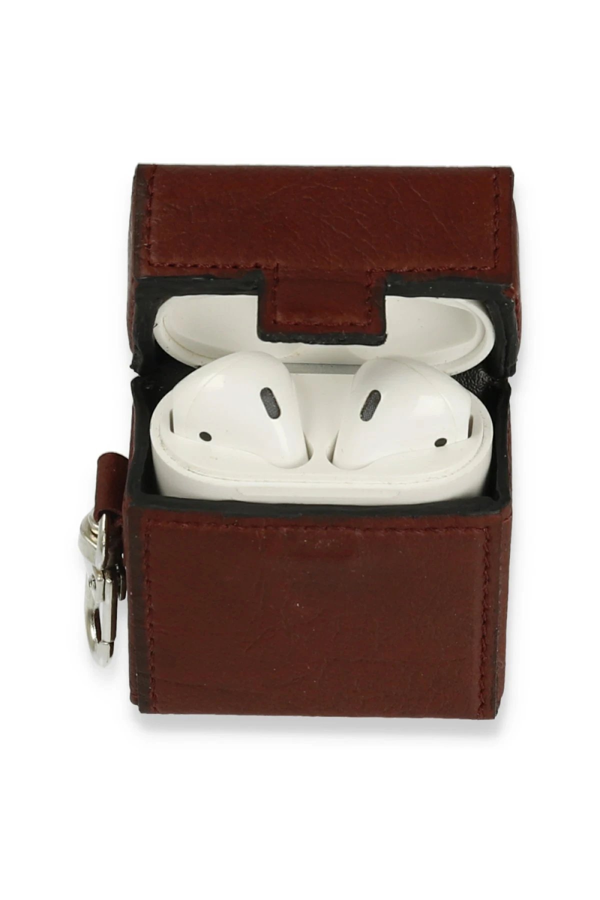 Airpods 2 (2.nesil) Deri Kılıf - Bordo-(5796) - Görsel 2