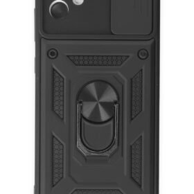 Samsung Galaxy A04E Kılıf Pars Lens Yüzüklü Silikon - Siyah-(5796)