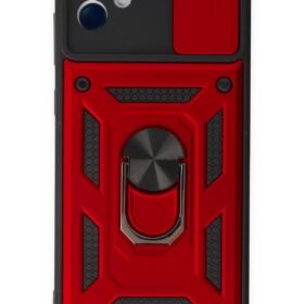 Samsung Galaxy A04E Kılıf Pars Lens Yüzüklü Silikon - Kırmızı-(5796)