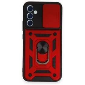 Samsung Galaxy A54 5G Kılıf Pars Lens Yüzüklü Silikon - Kırmızı-(5796)