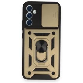 Samsung Galaxy A54 5G Kılıf Pars Lens Yüzüklü Silikon - Gold-(5796)