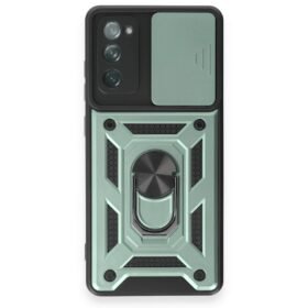 Samsung Galaxy S20 FE Kılıf Pars Lens Yüzüklü Silikon - Yeşil-(5796)