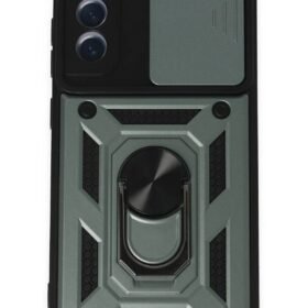 Samsung Galaxy S21 FE Kılıf Pars Lens Yüzüklü Silikon - Yeşil-(5796)