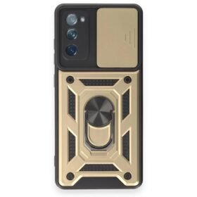 Samsung Galaxy S20 FE Kılıf Pars Lens Yüzüklü Silikon - Gold-(5796)