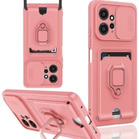 Xiaomi Redmi Note 12 4G Kılıf Zuma Kartvizitli Yüzüklü Silikon - Pembe-(5796)