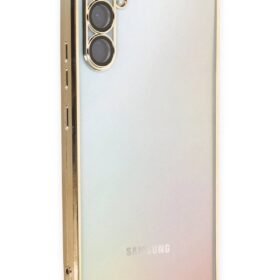 Samsung Galaxy A34 5G Kılıf Lensli Silikon - Gold-(5796)