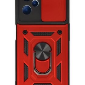 Realme C35 Kılıf Pars Lens Yüzüklü Silikon - Kırmızı-(5796)