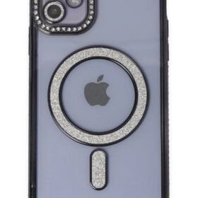 iPhone 11 Kılıf Joke Simli Magneticsafe Kılıf - Siyah-(5796)