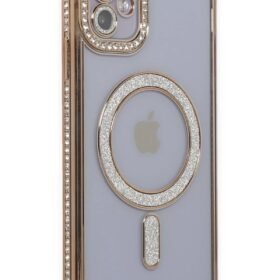 iPhone 11 Kılıf Joke Simli Magneticsafe Kılıf - Gold-(5796)