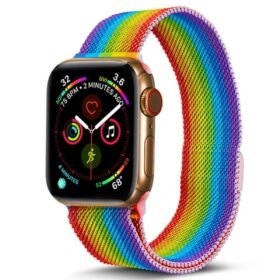 Apple Watch 38mm Metal Mıknatıslı Kordon - Gökkuşağı-(5796)