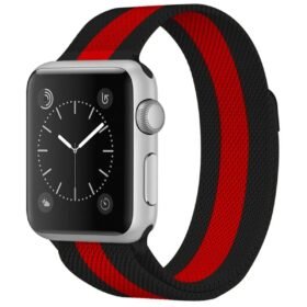 Apple Watch 38mm Metal Mıknatıslı Kordon - Siyah-Kırmızı-(5796)