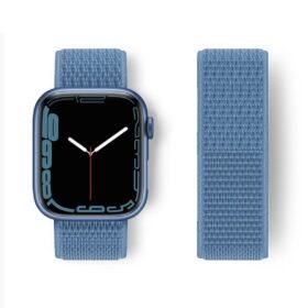 Apple Watch 38mm Hasırlı Cırtcırtlı Kordon - Mavi-(5796)