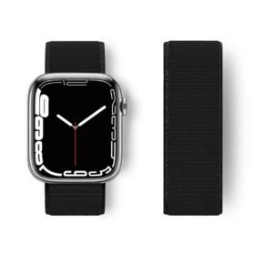Apple Watch 38mm Hasırlı Cırtcırtlı Kordon - Siyah-(5796)