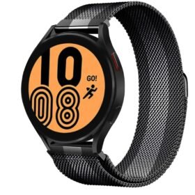 Samsung Galaxy Watch 4 Metal Mıknatıslı Kordon - Siyah-Beyaz-(5796)