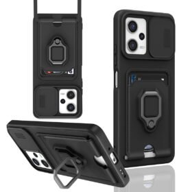 Xiaomi Poco X5 5G Kılıf Zuma Kartvizitli Yüzüklü Silikon - Siyah-(5796)