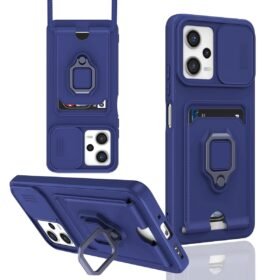 Xiaomi Poco X5 5G Kılıf Zuma Kartvizitli Yüzüklü Silikon - Lacivert-(5796)