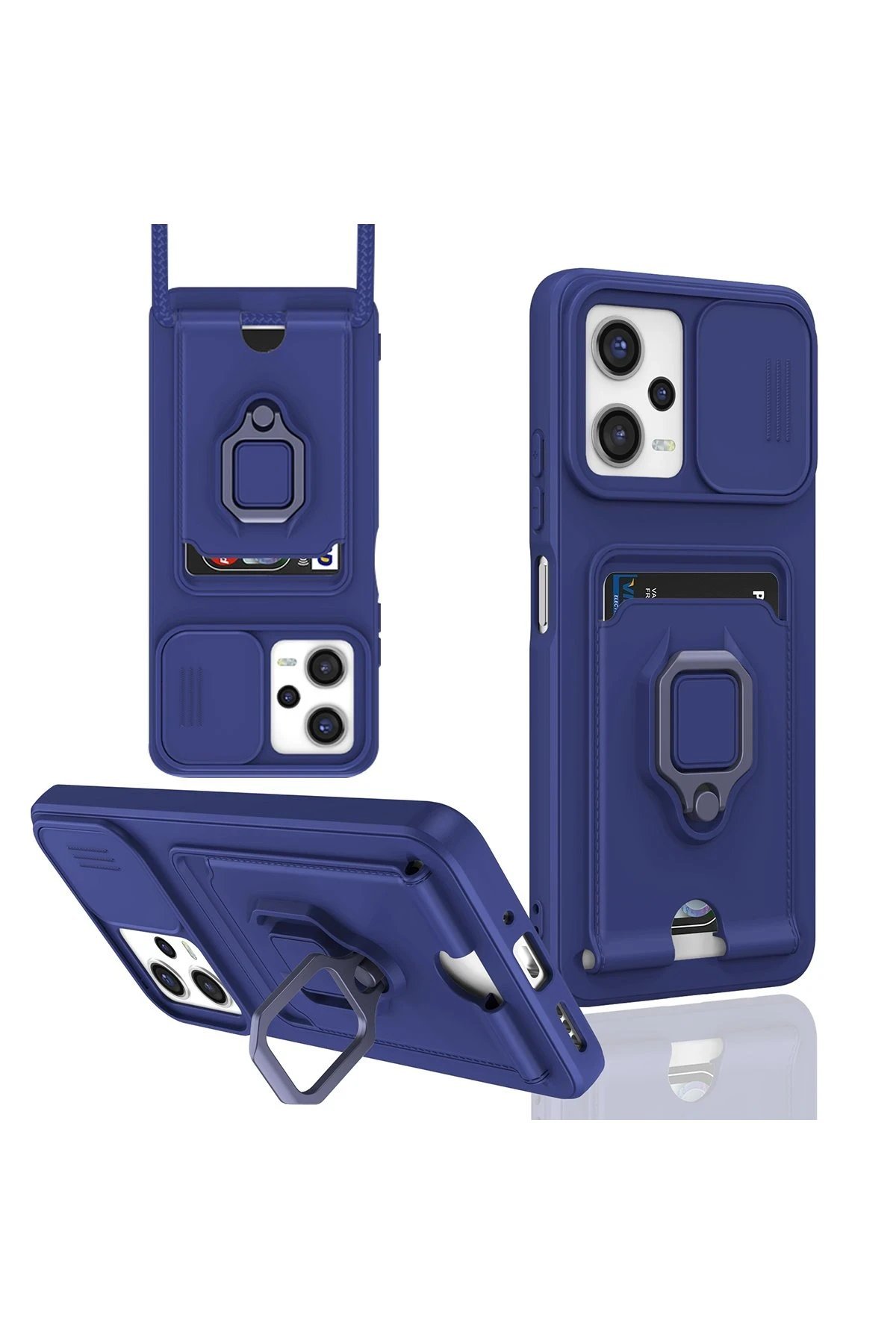 Xiaomi Poco X5 5G Kılıf Zuma Kartvizitli Yüzüklü Silikon - Lacivert-(5796)