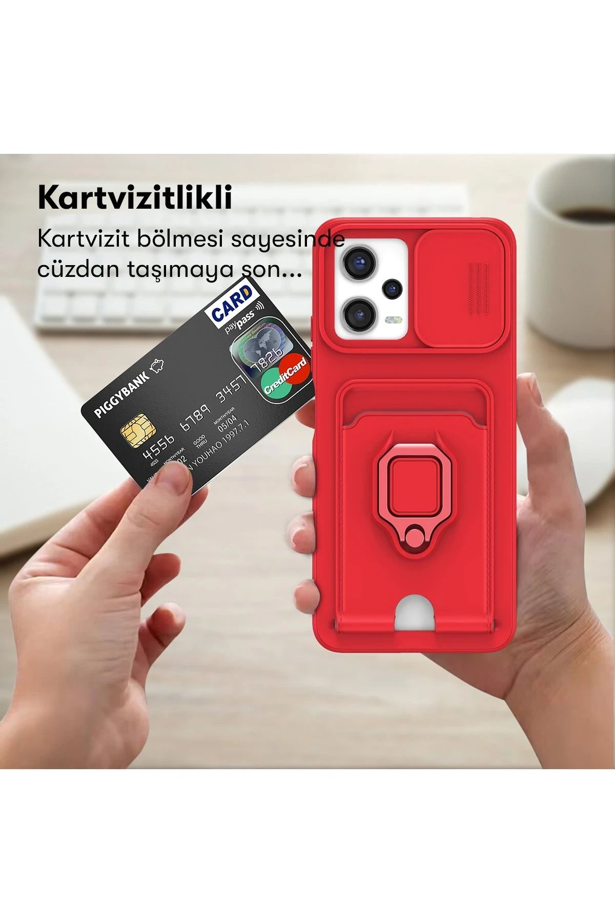 Xiaomi Poco X5 5G Kılıf Zuma Kartvizitli Yüzüklü Silikon - Lacivert-(5796) - Görsel 5