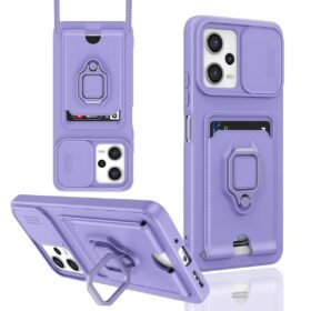 Xiaomi Poco X5 5G Kılıf Zuma Kartvizitli Yüzüklü Silikon - Lila-(5796)