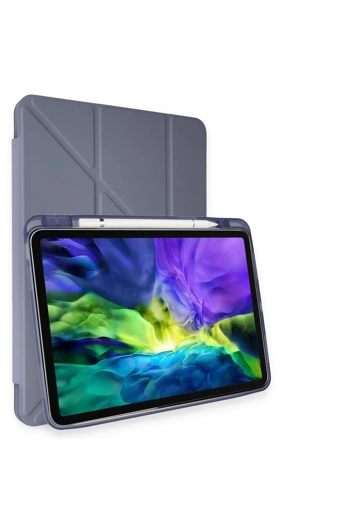iPad Pro 11 (2021) Kılıf Kalemlikli Hugo Tablet Kılıfı - Lila-(5796)