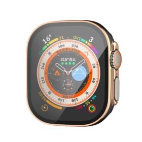 Apple Watch Ultra 49mm Legend Camlı Kasa Ekran Koruyucu - Siyah-Gold-(5796)